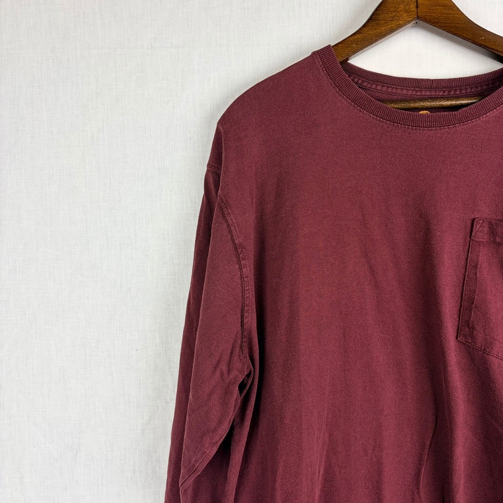 Carhartt Mens K126 PRT Long Sleeve Pocket T-Shirt Burgundy Maroon Original Fit M - Picture 7 of 13